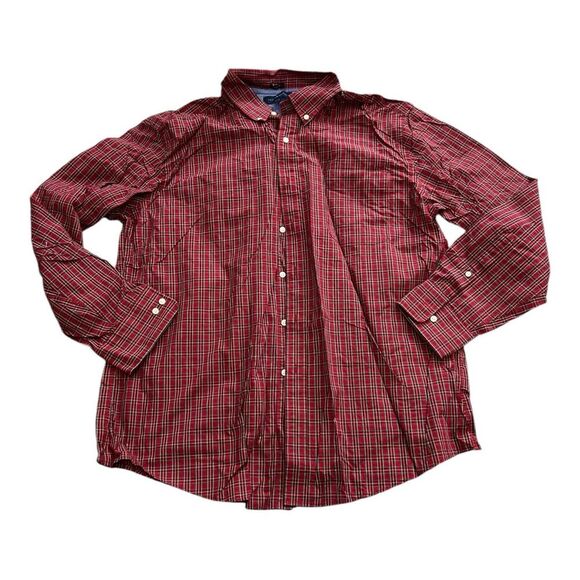 Tommy Hilfiger Red Plaid Slim Button Down XL - Picture 1 of 3